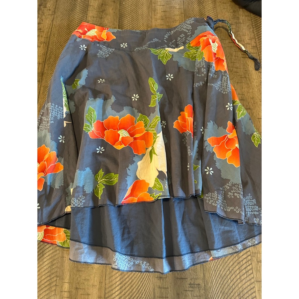 Vintage ROXY Y2K Hibiscus Floral High-Low‎ Tiered Wrap Skirt - Size 7